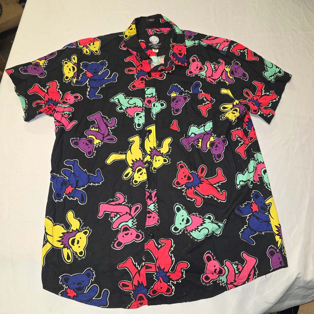 Grateful Dead Dancing Bears Short Sleeve Button-Down Shirt XL